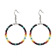 4 paio di orecchini pendenti a cerchio grande con perline di semi di vetro a 4 colori EJEW-TA00178-4
