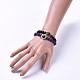 Natural Black Agate(Dyed) Bead and Natural Amethyst Bead Stretch Bracelet Sets BJEW-JB04298-05-4