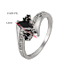 Real Platinum Plated Brass Cubic Zirconia Rings RJEW-EE0001-037F-5