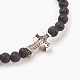 Natural Lava Rock Beads Stretch Bracelets BJEW-JB03823-02-3