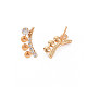Brass Micro Pave Clear Cubic Zirconia Stud Earring Findings KK-S364-038-5