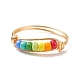 Кольцо на палец из стеклянных бусинок цвета радуги RJEW-TA00055-1