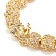 4pcs bracelet de perles tressées rondes et couronne de zircone cubique 4 couleurs avec hématite synthétique BJEW-JB08049-5