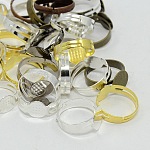 Accessoires de bricolage support bague réglable en laiton & fer mixte, couleur mixte, 17mm, Plateau: 8~12 mm