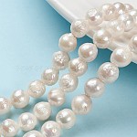 Fili di perle di keshi di perle barocche naturali, perla d'acqua dolce coltivata, pepite, beige, 8~10mm, Foro: 0.5 mm, circa 43pcs/filo, 15.5 pollice