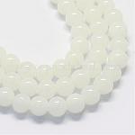 Chapelets de perles rondes en verre imitation jade peint, blanc, 4.5~5mm, Trou: 1mm, Environ 210 pcs/chapelet, 31.4 pouce