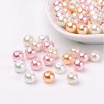 Appena rosa, mix perla perline di vetro perlato, colore misto, 8mm, Foro: 1 mm, circa 100pcs/scatola