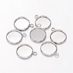 Сеттинги для кулона (кабошонов), латунь , чашки безель с краем, без кадмия, без никеля и без свинца, платина, лоток : 12 мм, 17x14x2 мм, отверстие : 1.5 мм