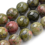 Natural Unakite Beads Strands, Round, 10mm, Hole: 1mm, about 38pcs/strand, 15.7 inch