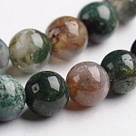 Круглые натуральные индийские агат драгоценный камень шарик нити, 6 мм, отверстие : 1 мм, около 65 шт / нитка, 14.9 дюйм