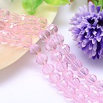 Chapelets de perle ronde d' imitation cristal autrichien à facettes, grade AAA, perle rose, 10mm, Trou: 0.9~1mm, Environ 40 pcs/chapelet, 15.7 pouce