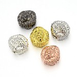 Alliage perles de tête de lion, couleur mixte, 12x13x9mm, Trou: 3mm