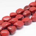 Fili perline naturali del diaspro rosso, pietra burrattata, pepite, 18~25x16~18x12~16mm, Foro: 1.5 mm, circa 22~25pcs/filo, 15.75 pollice