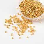 Зажимные бусины из латуни, рондель, золото, диаметром около 2 мм , 1.2 мм длиной, отверстие : 1.2 мм