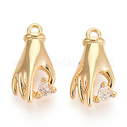 Латунные микропаве прозрачные подвески с фианитом KK-T078-06G-02