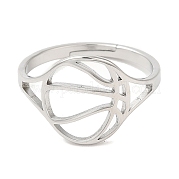 304 Stainless Steel Hollow Basketball Adjustable Ring for Women RJEW-M149-28P