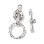 Brass Micro Pave Clear Cubic Zirconia Toggle Clasps KK-P234-72P