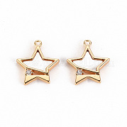 Brass Micro Pave Clear Cubic Zirconia Charms KK-S356-300-NF