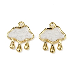 Подвески из нержавеющей стали 304 с эмалью, ионное покрытие (ip), облако с дождевыми чарами, реальный 18k позолоченный, белые, 18x15.5x2 мм, отверстие : 1.8 мм