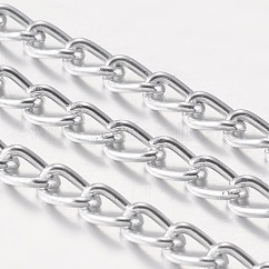 Chaînes gourmettes torsadées en aluminium, non soudée, oxydé en argent, lien: 4x5.2 mm
