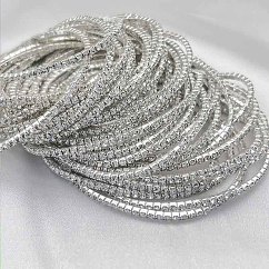 Pulseras de tenis de latón con rhinestone, pulseras elásticas para mujer, cuadrado, cristal, diámetro interior: 2-1/8 pulgada (5.25 cm)