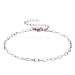 Pulsera de cadena de cable de acero inoxidable 304 que no se deslustra para hombres y mujeres., color acero inoxidable, 7 pulgada (17.7 cm)