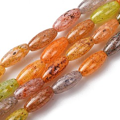 Manuell Murano Glas Perlen, Reis, Mischfarbe, 9.5x4 mm, Bohrung: 1.2 mm, ca. 40 Stk. / Strang, 15.75'' (40 cm)