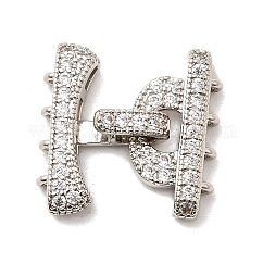Fermoirs repliables en laiton micro pave zircone cubique transparente, coller, platine, 19x18.5x5mm, Trou: 1.4mm