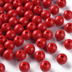 Abalorios acrílicos opacos, redondo, ladrillo refractario, 8x7mm, agujero: 2 mm, aproximamente 1745 unidades / 500 g
