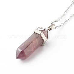 Collares pendientes de piedras preciosas mixtas naturales en forma de bala&nbsp;NJEW-JN03570