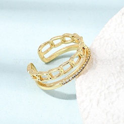 Bagues ouvertes en laiton avec micro pavé de zircones cubiques pour femmes&nbsp;CU-CBAE7DF-46G