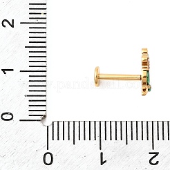 F136 Titan-Pavé-Lippenpiercings mit rosa und grünen Zirkoniablüten und Innengewinde&nbsp;ME-CBA9828-04G