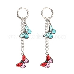Boucles d'oreilles créoles pendantes papillon en alliage d'émail&nbsp;EJEW-JE05057