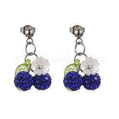 Серьги-гвоздики из нержавеющей стали 304 ручной работы из полимерной глины со стразами&nbsp;EJEW-JE06429-01