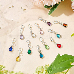12шт 12 цвета каплевидные граненые стеклянные подвески украшения&nbsp;HJEW-BC0001-26