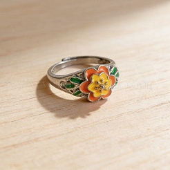 Verstellbare Fingerringe aus einer Legierung mit Emaille für Damen&nbsp;WGFF340-01