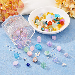 2 Sets 2 Stile DIY Bunte Malerei Perlen & Legierung Anhänger & Link & Perlenkappen Schmuck Zubehörse Kits&nbsp;DIY-TA0011-61