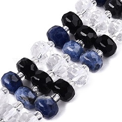 Colliers de perles en obsidienne naturelle&nbsp;G-Q614-03A-04