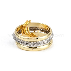 Латунные микро проложить пальцев кольца кубического циркония&nbsp;RJEW-D325-01PG-07