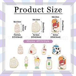 36 pièces 9 styles pendentifs en émail en alliage de placage de rack&nbsp;ENAM-TA0003-67