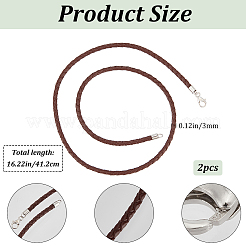 Изготовление ожерелья из плетеного круглого кожаного шнура 2шт.&nbsp;NJEW-BBC0001-19A-02