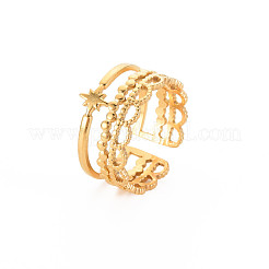 Anillo abierto de acero inoxidable 304 con baño de iones (IP) para mujer.&nbsp;RJEW-S405-151G