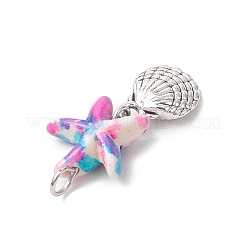 7 шт. 7 стиля синтетических окрашенных бирюзовых морских звезд и сплава морских животных&nbsp;PALLOY-JF03754-02