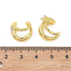 Pendientes de brazalete en forma de C con estrella de latón y micro pavé de circonitas cúbicas transparentes.&nbsp;EJEW-L316-01G-12