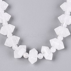 Colliers de perles rondes et coniques en cristal de quartz naturel&nbsp;NJEW-N064-03O