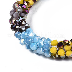Bracelet extensible tressé en perles de verre bling&nbsp;BJEW-S144-004B