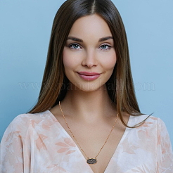 6 шт. 6-цветные имитации друзы смолы овальные подвески ожерелья комплект с цепочками-спутниками из сплава&nbsp;NJEW-AN0001-59