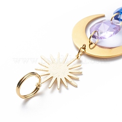 Decorazioni pendenti con perline di vetro ottagonale placcato&nbsp;HJEW-JM00775-03