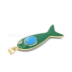 Рыба из латуни микро проложить Цирконом подвески&nbsp;KK-K408-49G-07