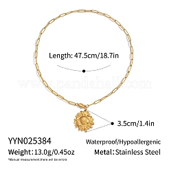 Женские ожерелья с подвеской-скрепкой в виде подсолнуха из нержавеющей стали 304&nbsp;FG6952